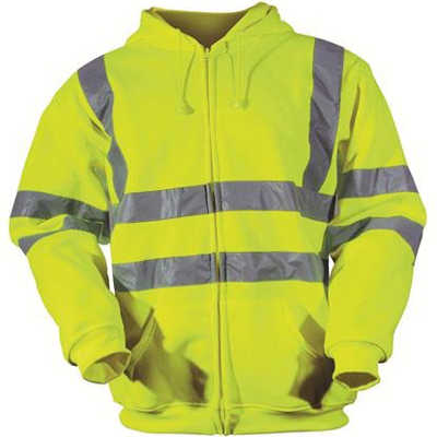 Hi-Vis Zipped Hooded Sweatshirt Yellow Medium