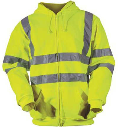 Hi-Vis Zipped Hooded Sweatshirt Yellow Small