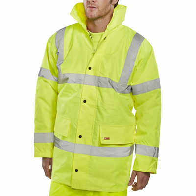 Hi-Vis Padded Coat Jacket Yellow Large