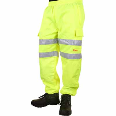 Hi-Vis Jogger Bottom Trousers Sweatpants Yellow Large