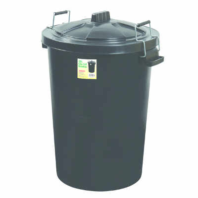 Dust bin with Lid 85 Litre Black Refuse