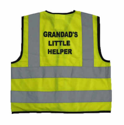 Hi-Vis Kids Vest GRANDADS LITTLE HELPER Yellow Small