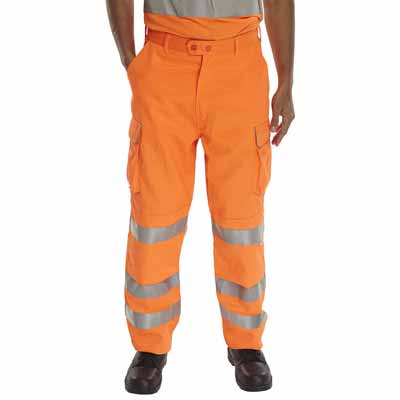 Hi-Vis 3 Band Polycotton Trousers Orange 44R