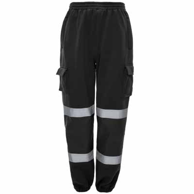 Hi-Vis Jogger Bottom Trousers Sweatpants Black Medium