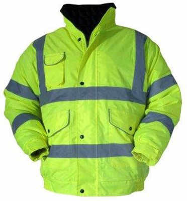 Hi-Vis Padded Bomber Jacket Yellow Large