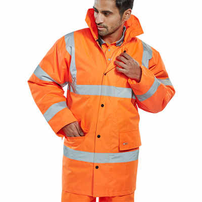 Hi-Vis Padded Coat Jacket Orange Medium