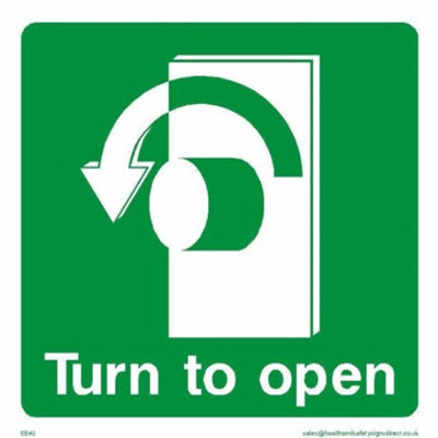 Turn To Open Left Rigit PVC Adhesive Sign 10 x 10cm