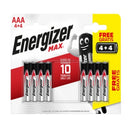 Energizer MAX AAA Alkaline Batteries Pack 4 + 4 FREE